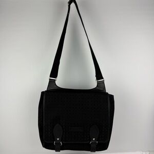 Authentic Salvatore Ferragamo Large Canvas Crossbody Messenger Bag – Black